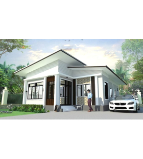Mẫu nhà cấp 4 mái thái chữ L